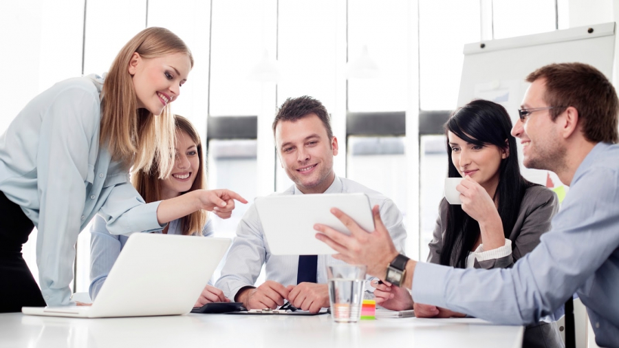 Group of business people working at office